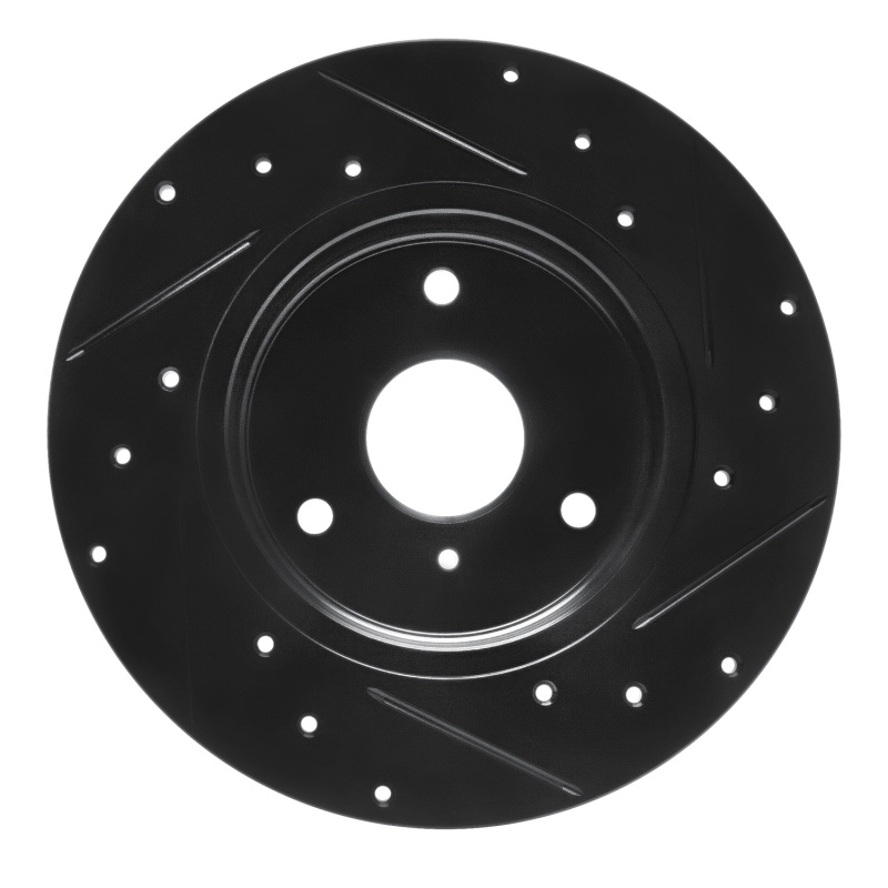 Smart Fortwo Brake Rotor (1) - Front Left - R1 Concepts - Drilled & Slotted - Black - `05-`16